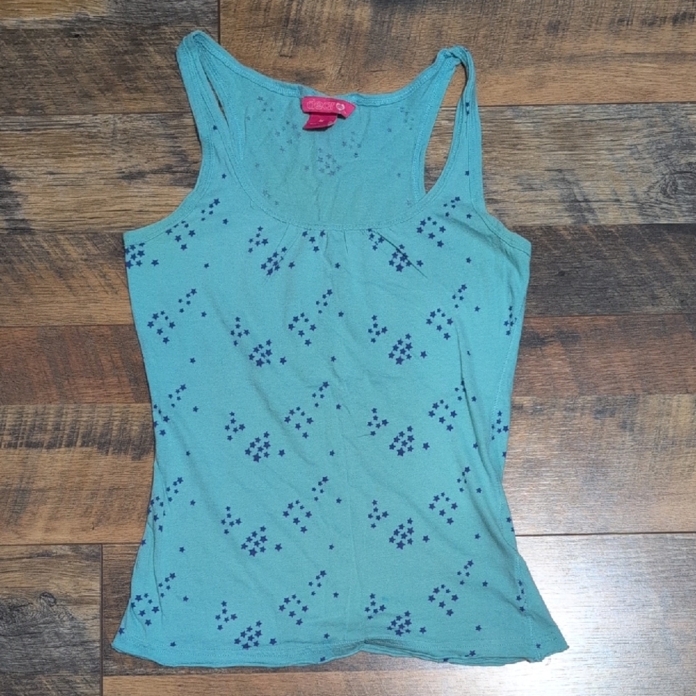 Teal Star Patterned Women's Tank Top